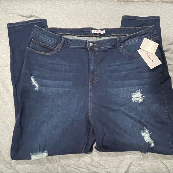 *BNWT* JustFab Blue Distressed Denim Jeggings - Picture 2 of 5